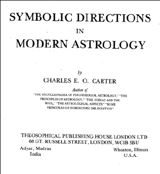 Voorkant van het boek Symbolic Directions in Modern Astrology van Charles E.O. Carter