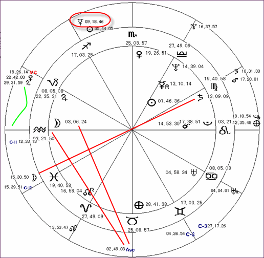 De progressieve horoskoop voor 2008, gemaakt met Newcomb-V3