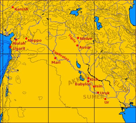 Mesopotami: het gebied rondom de Eufraat en de Tigris