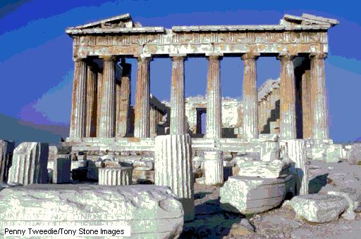 Foto van het Parthenon te Athene, (C) Microsoft Encarta